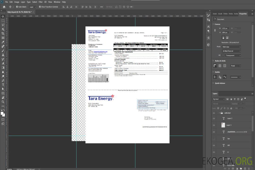 Facture commerciale du service public de Tara Energy, SCR template Facture commerciale du service public de Tara Energy, SCR template